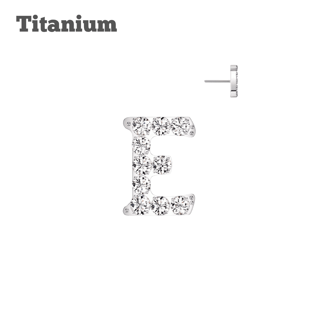 letter E titanium threadless top ear piercing jewelry