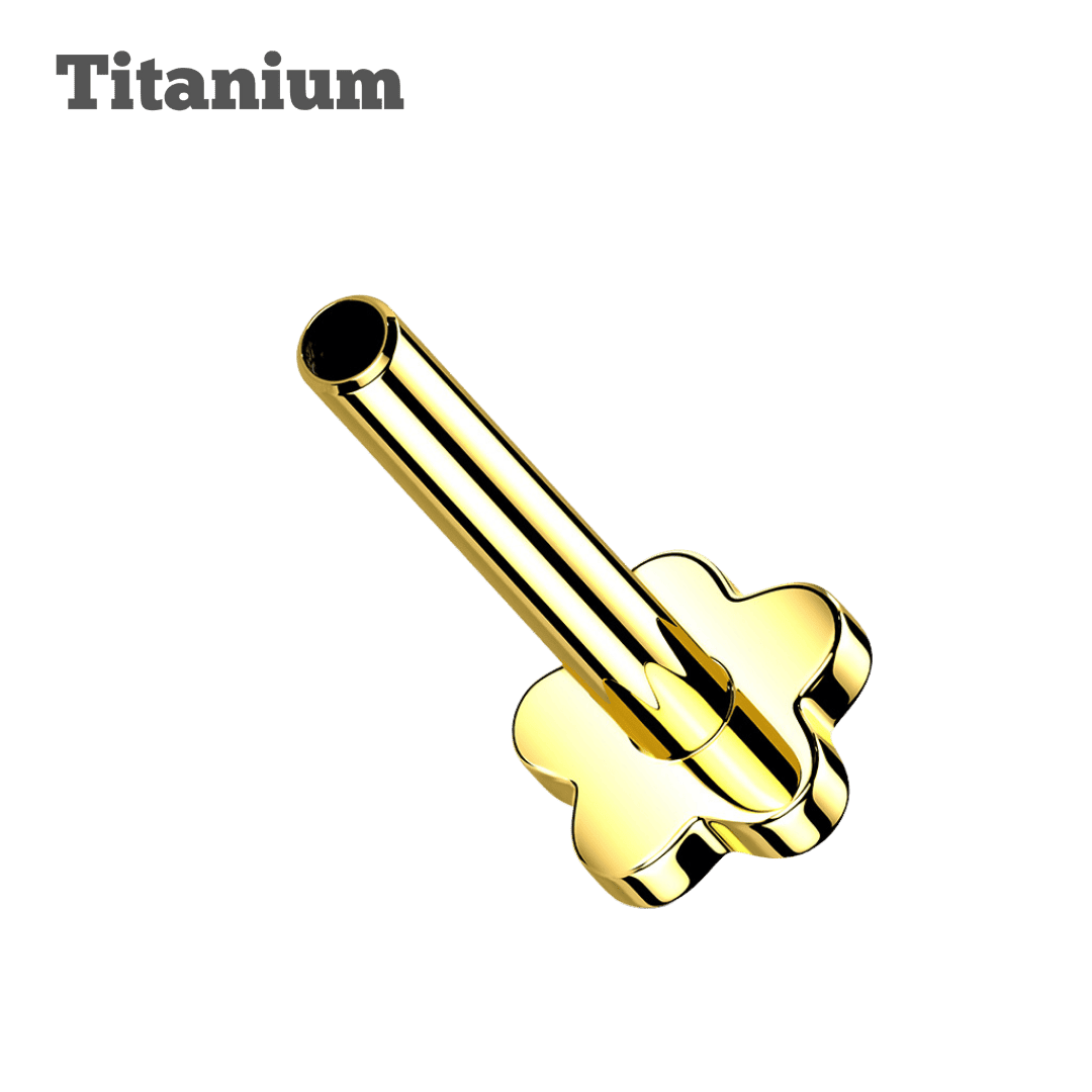 flower back titanium threadless labret post gold color