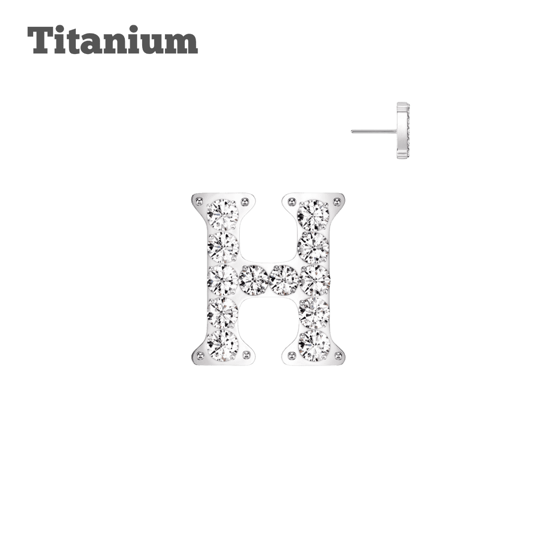 H titanium threadless top earring