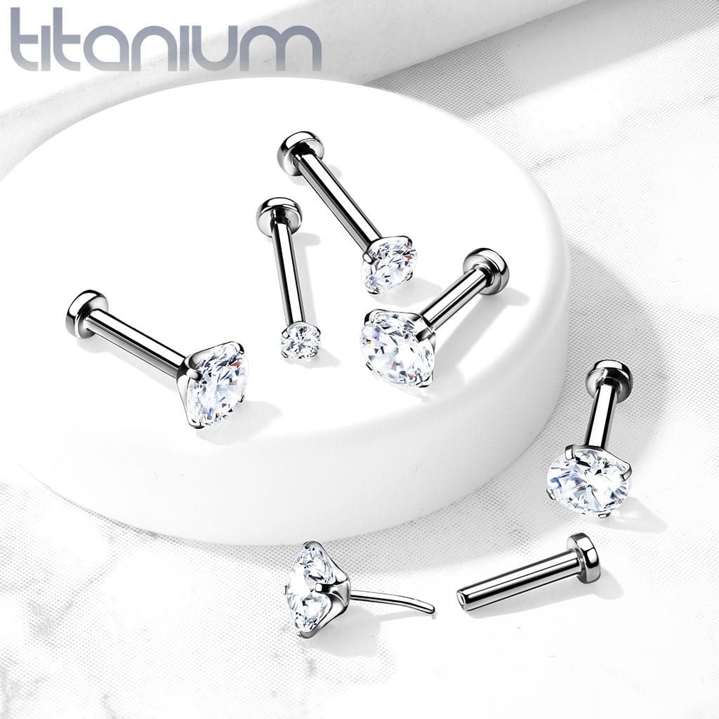 Pronged Gem Titanium Threadless Labret