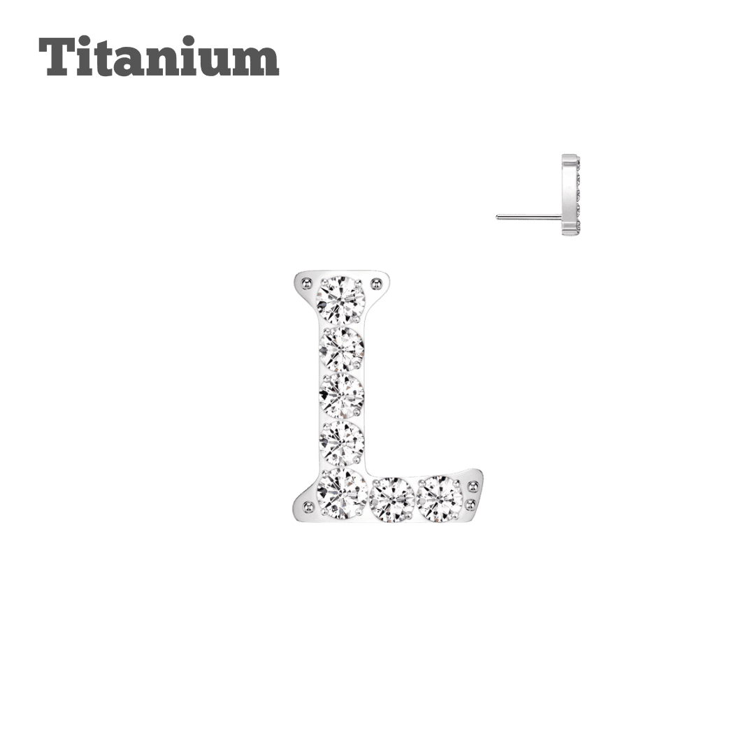 titanium threadless top earring Letter L