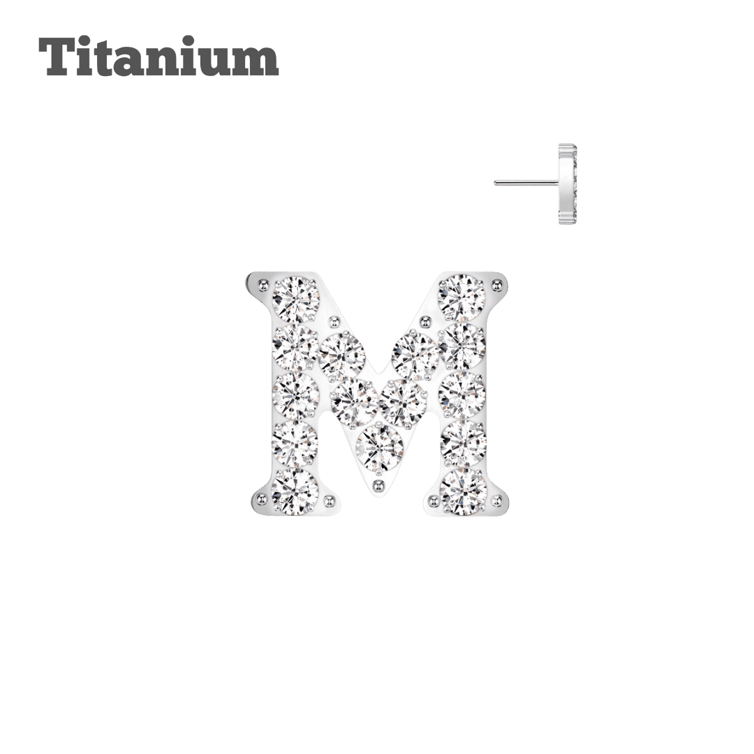 ear piercing jewelry Letter M titanium threadless top