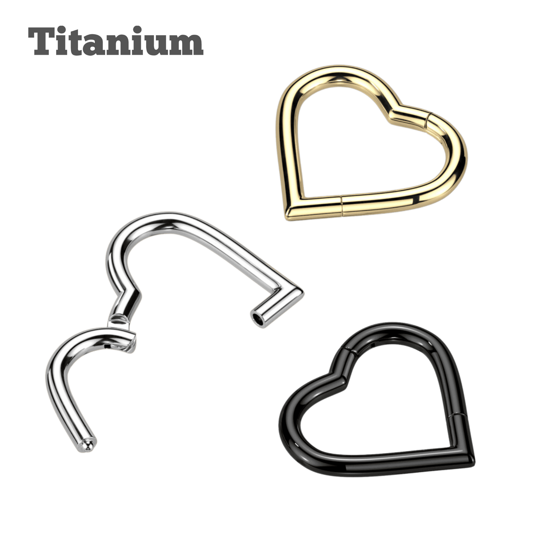 plain heart titanium hinged hoop