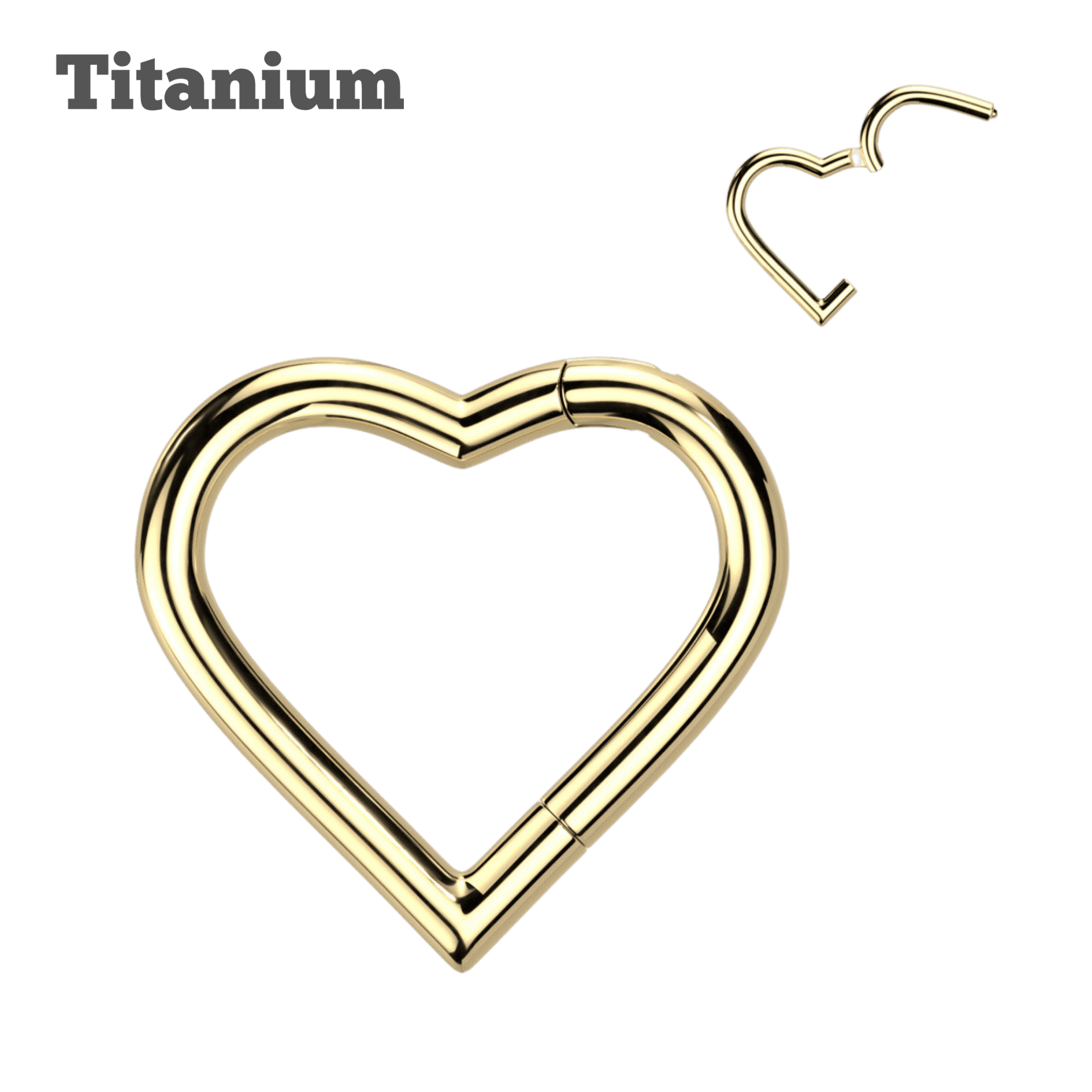 plain heart titanium hinged hoop gold color earring