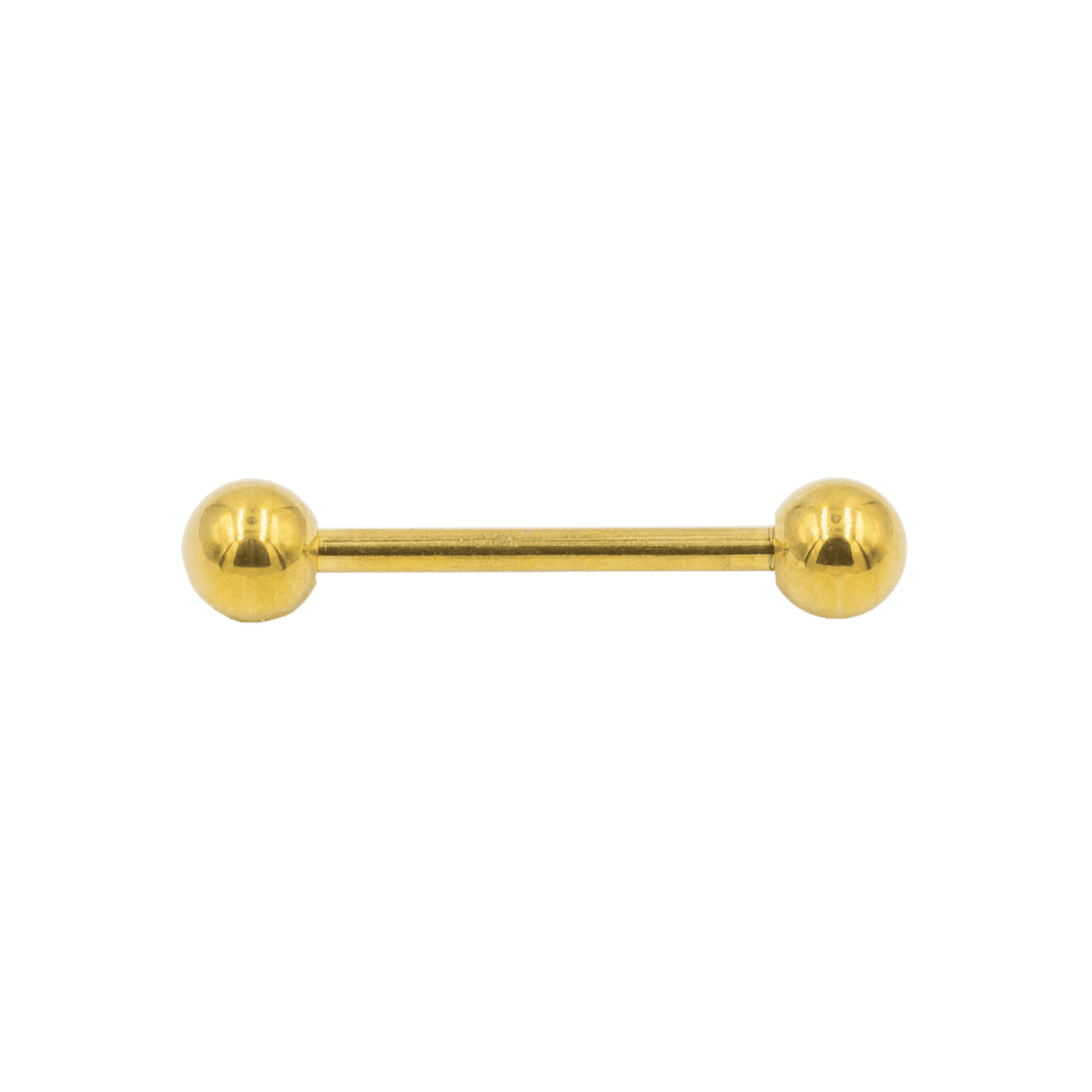 stainless steel tongue piercing jewelry plain ball ends barbell gold color