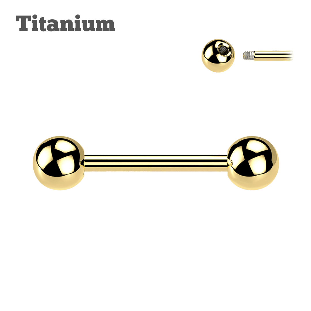 gold color plain titanium straight barbell tongue piercing