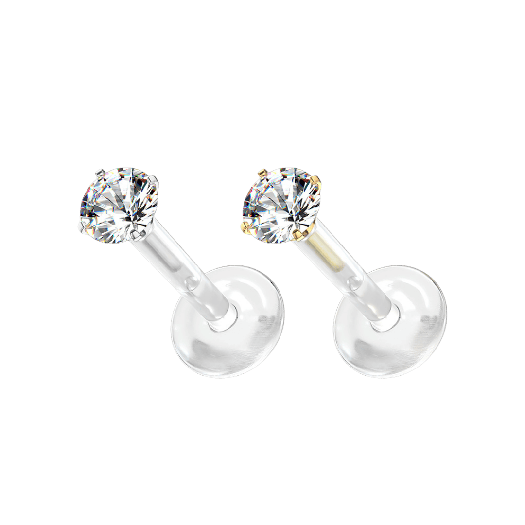 pronged gem silicon plastic labret