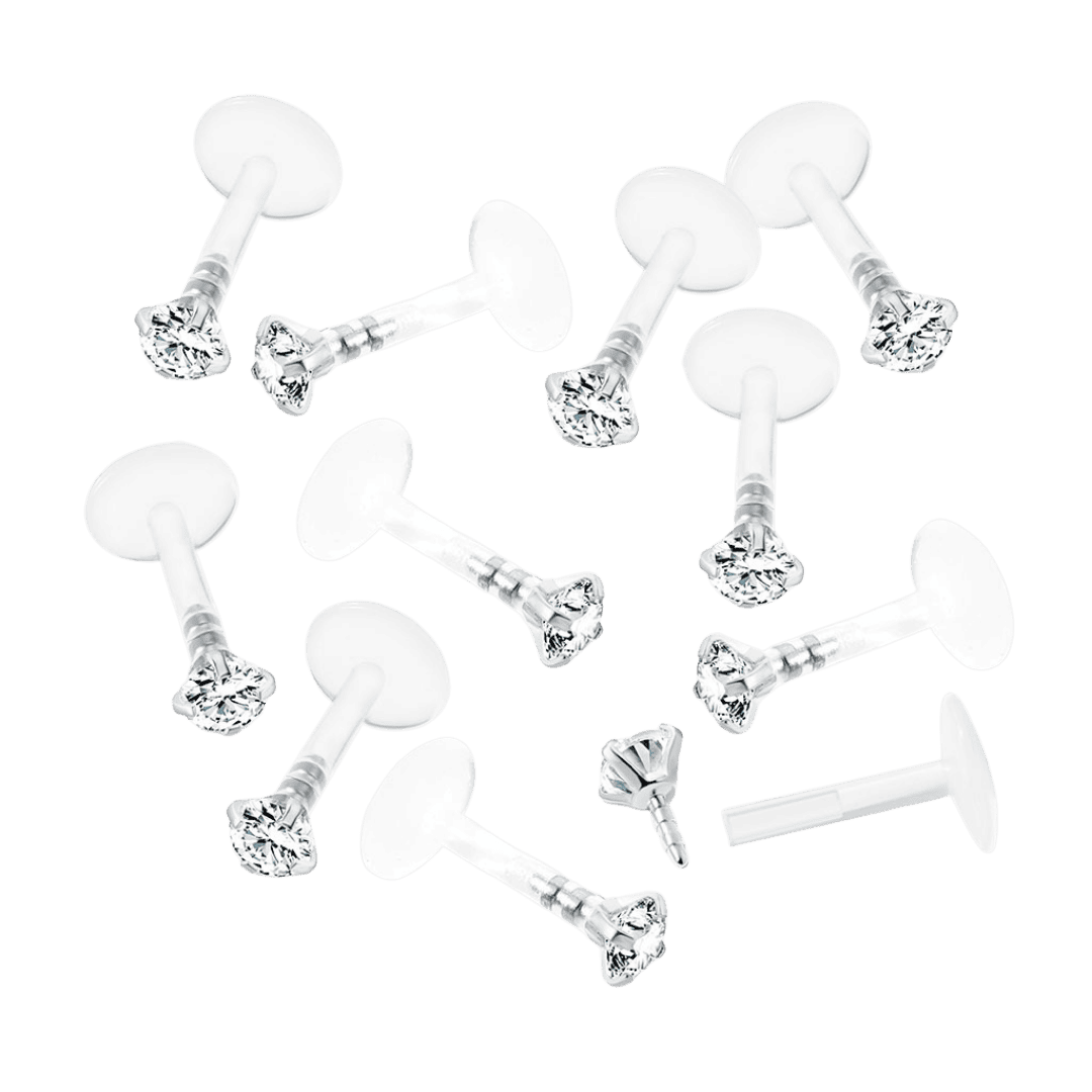 Pronged Gem Silicon Plastic Labret