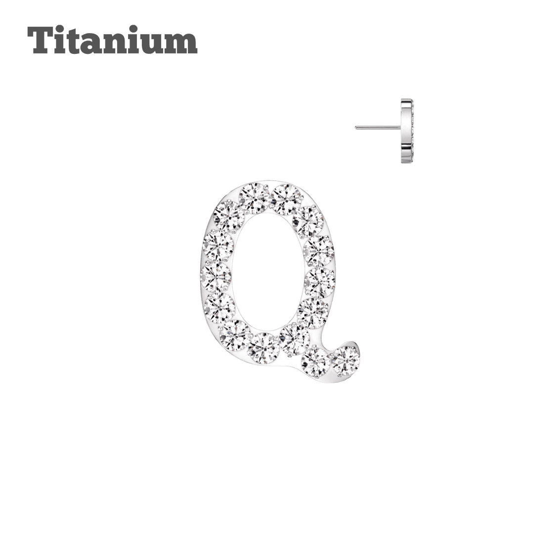 titanium threadless top earring Letter Q