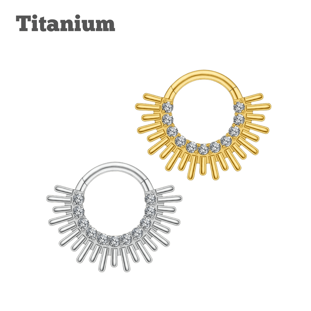 rays of sunshine titanium hinged hoop earring