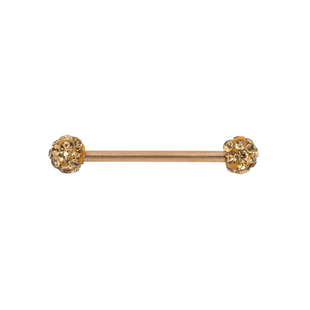 rose gold sparkling straight barbell stainless steel for body piercing