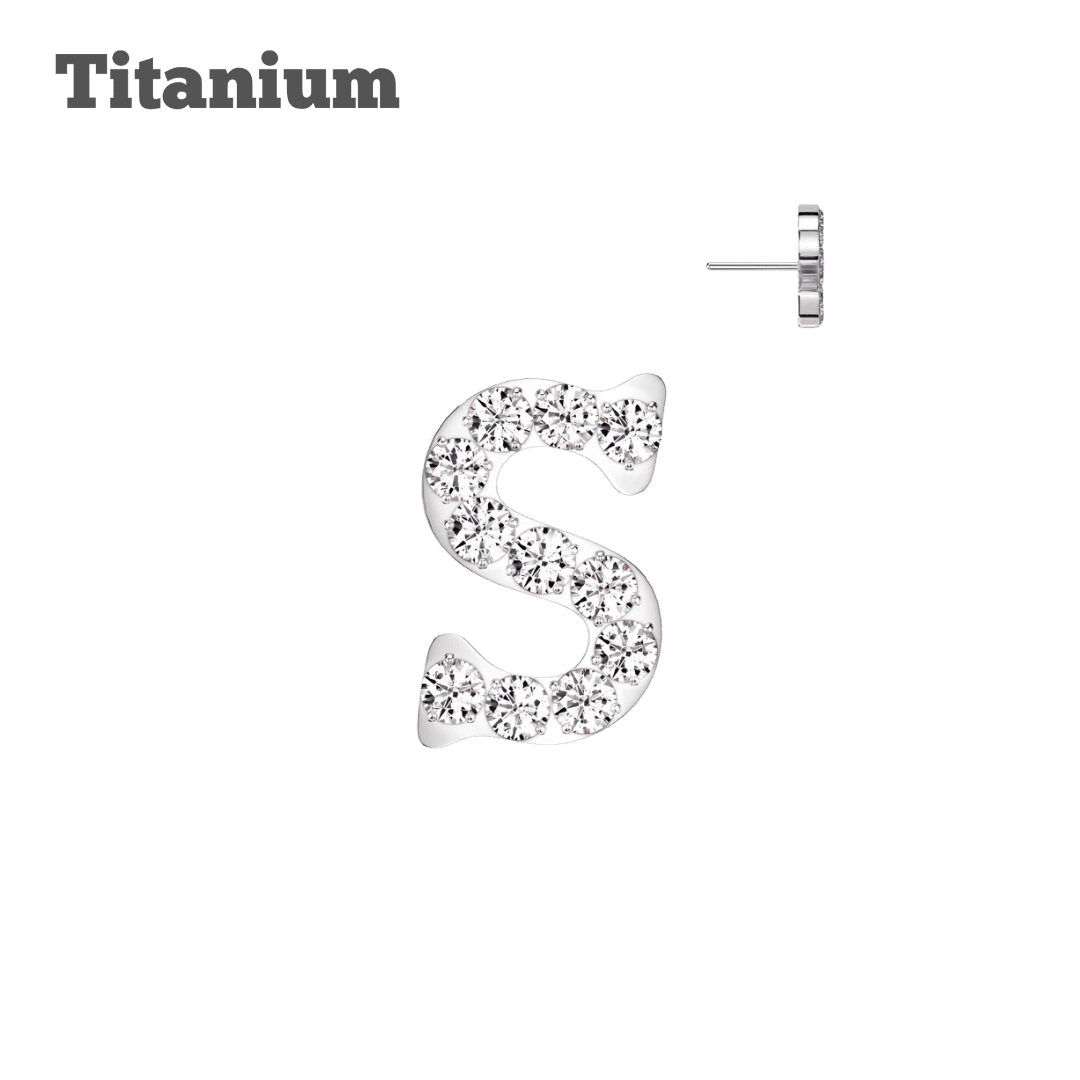 lobe piercing jewelry letter S titanium threadless top