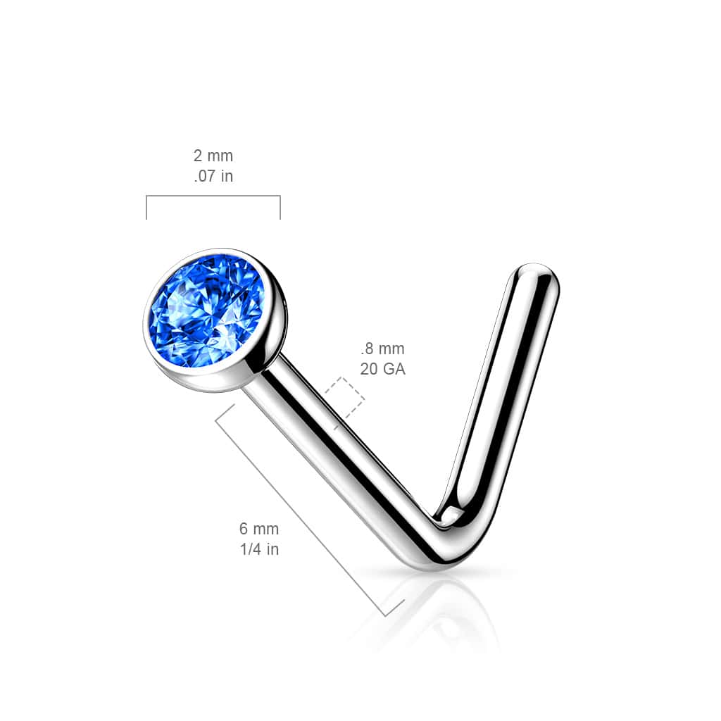 titanium bezeled gem nose stud size