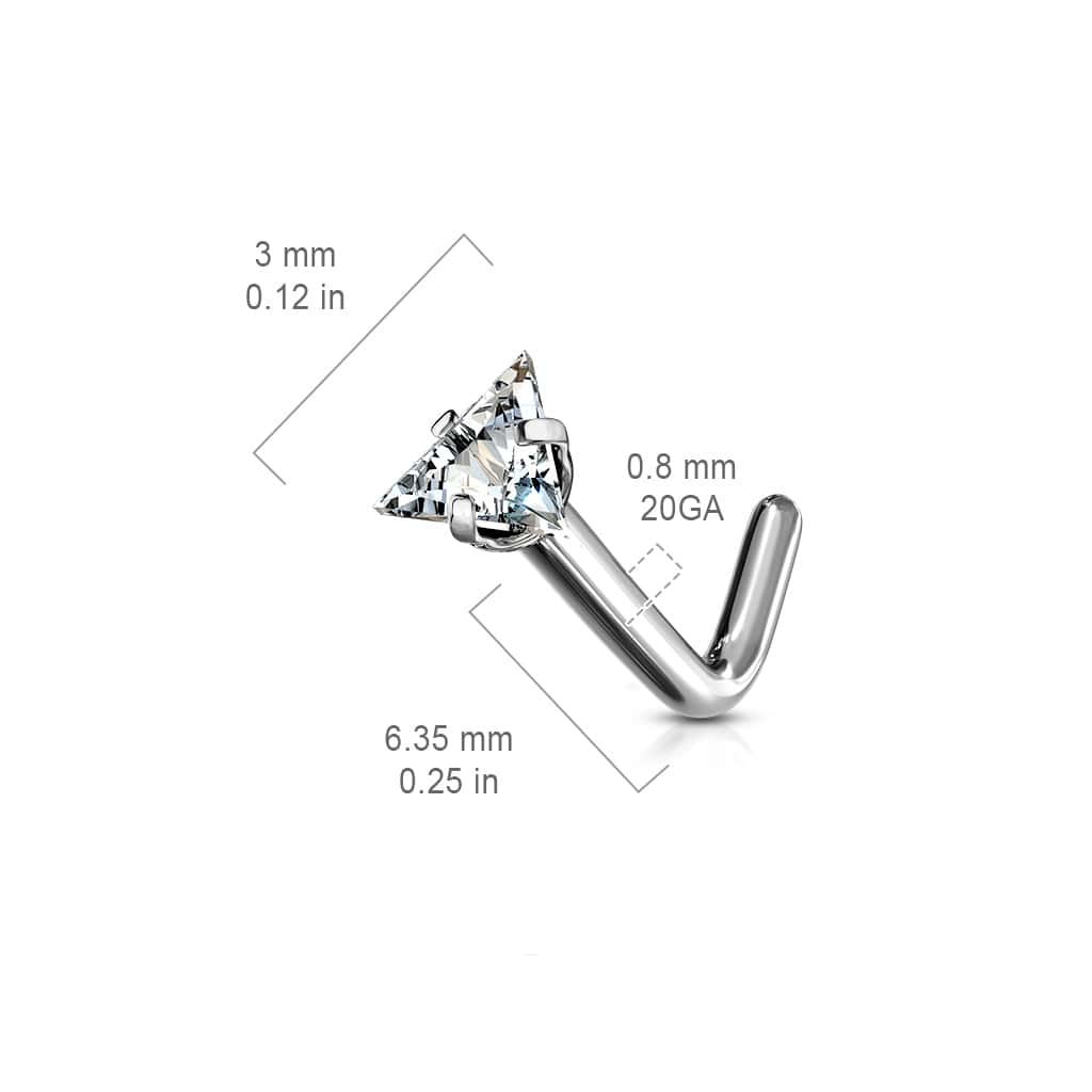 titanium triangle nose stud size