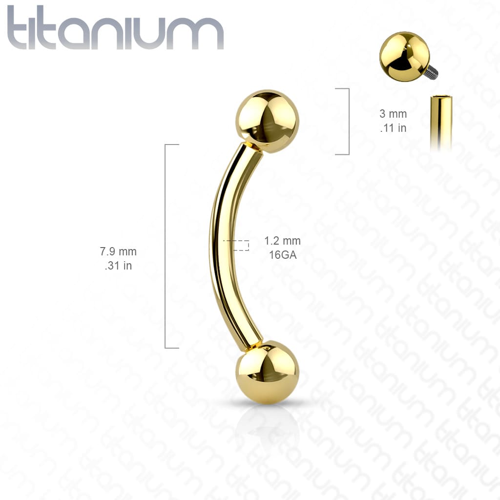 titanium ball ends internally threaded barbell size