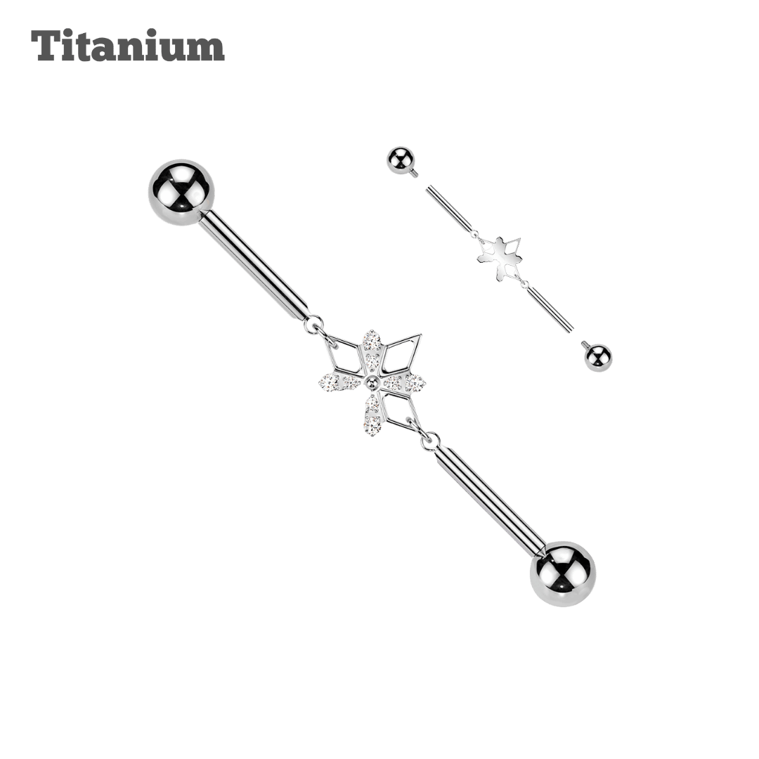 Titanium Diamond Style Chained Industrial Barbell