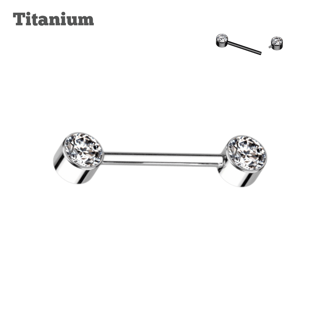 Titanium Gem Ends Threaded Straight Barbell
