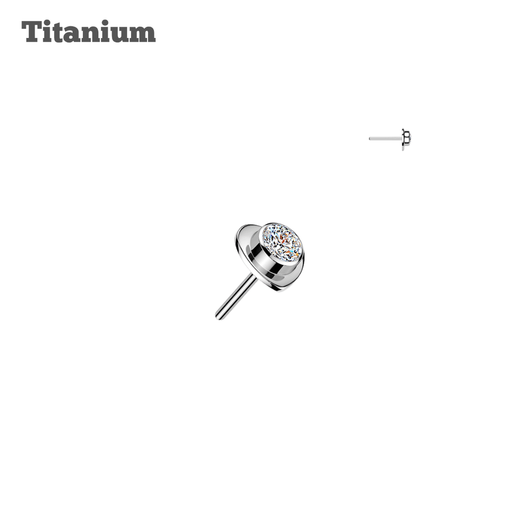 Titanium Heart with Bezeled Gem Threadless Top