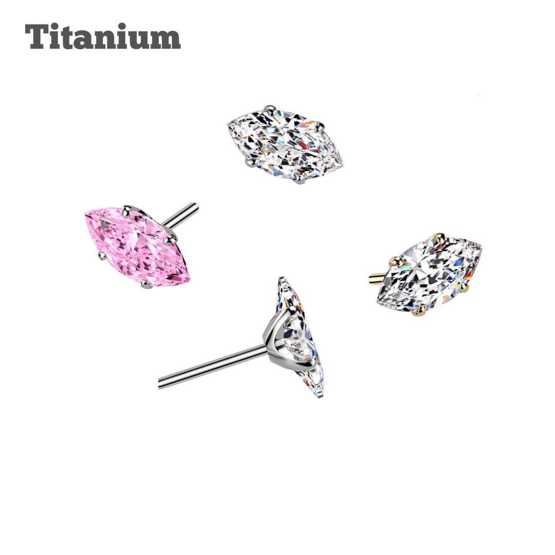 Titanium Pronged Solitaire Marquis Threadless Top