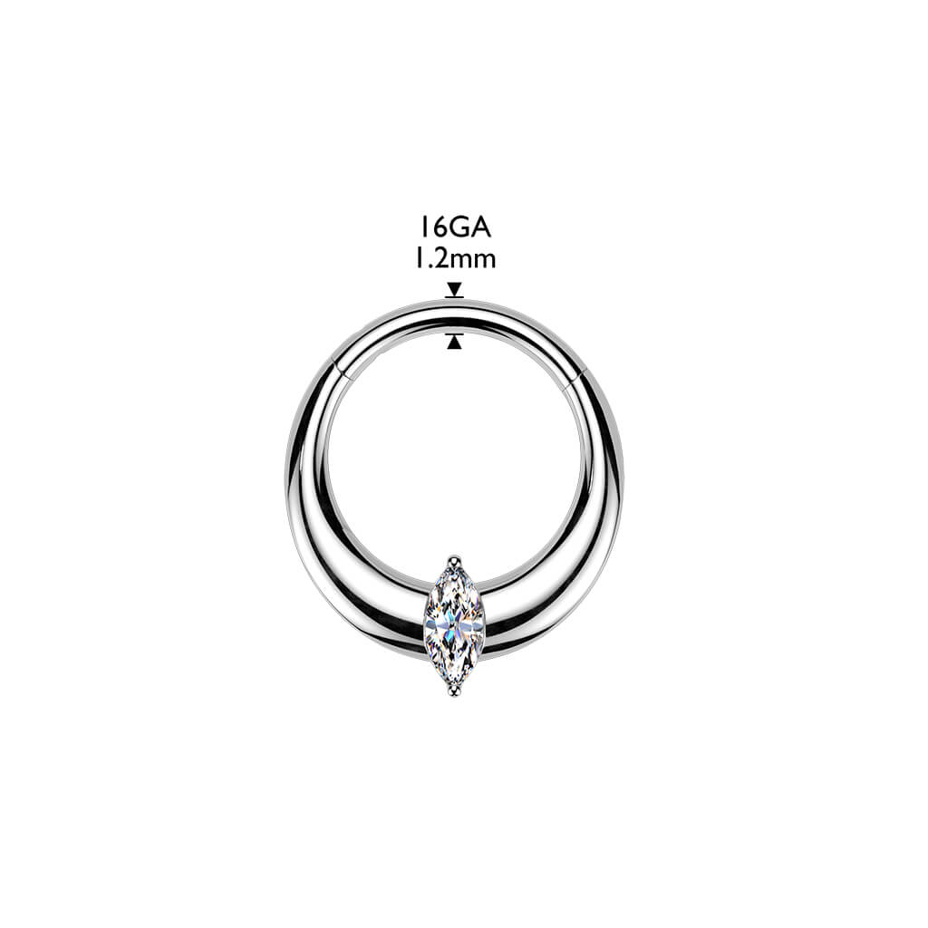 Titanium Single Marquis Hinged Hoop