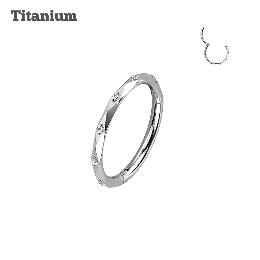 Titanium Celeste Hinged Hoop