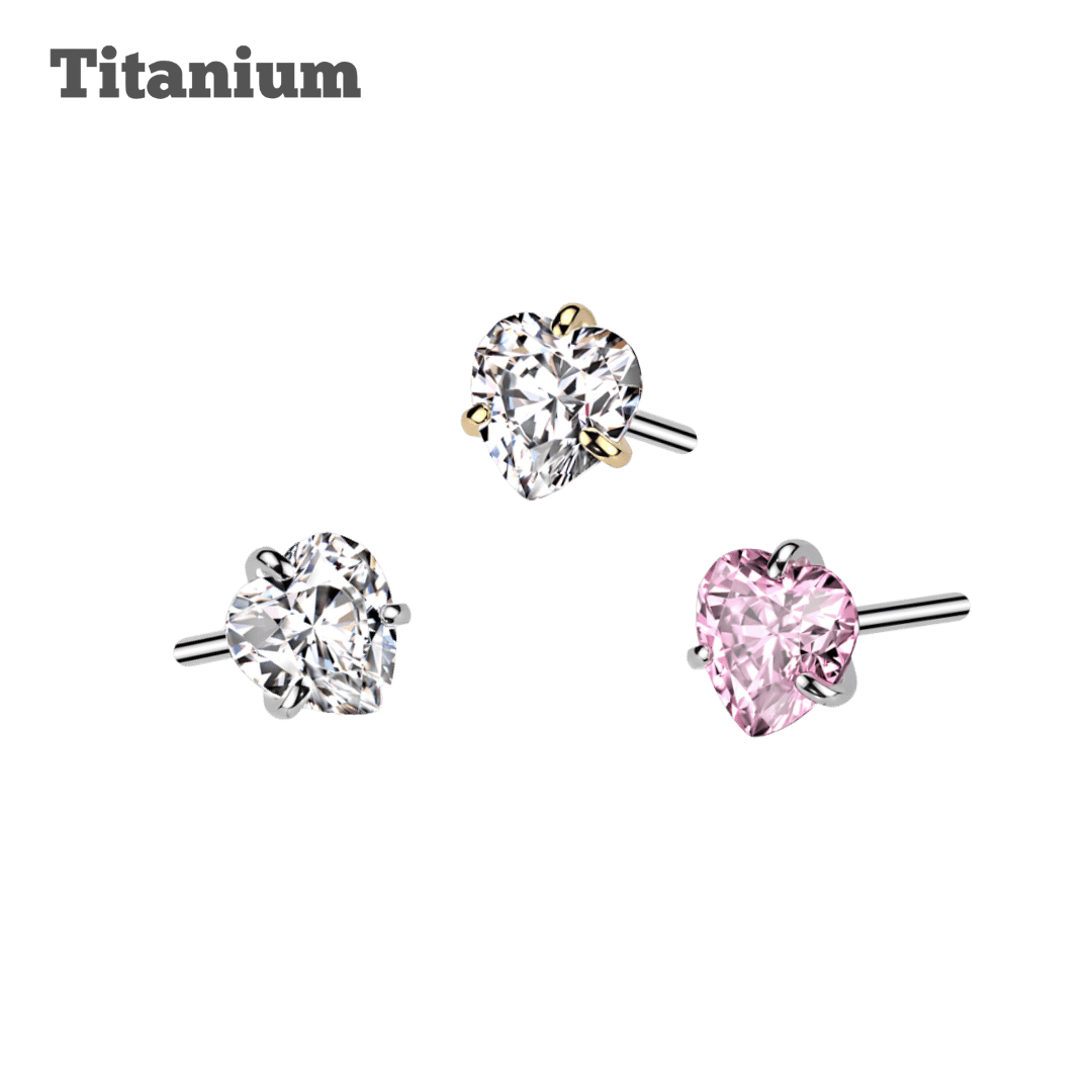 Titanium Heart Gem Threadless Top