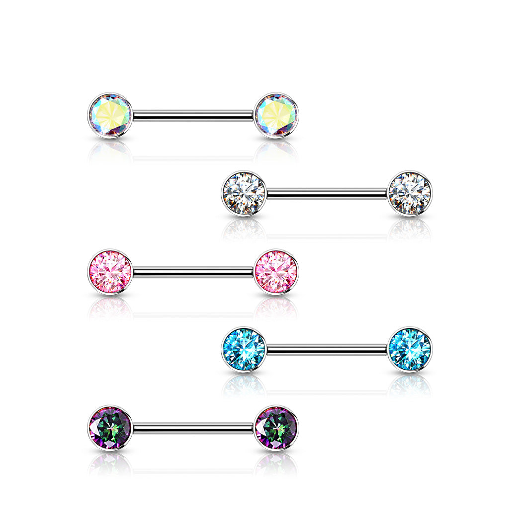 Titanium Gem Ends Threaded Straight Barbell