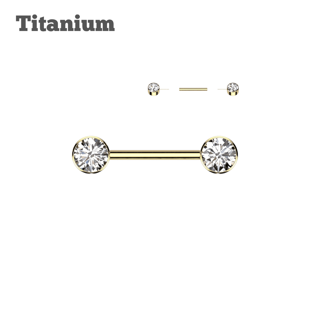 gold color eyebrow piercing titanium threadless straight barbell