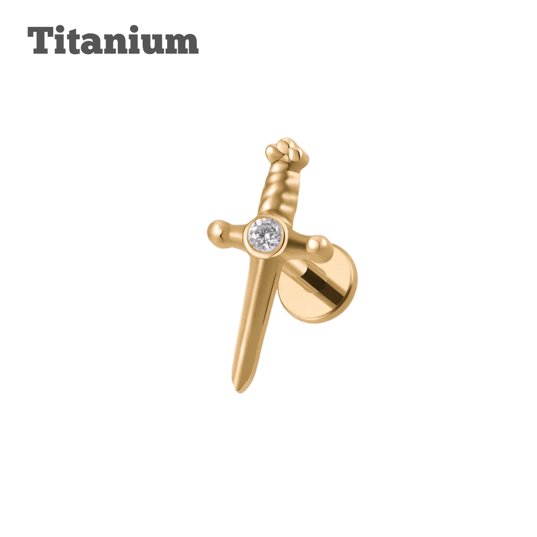 gold color titanium dagger labret