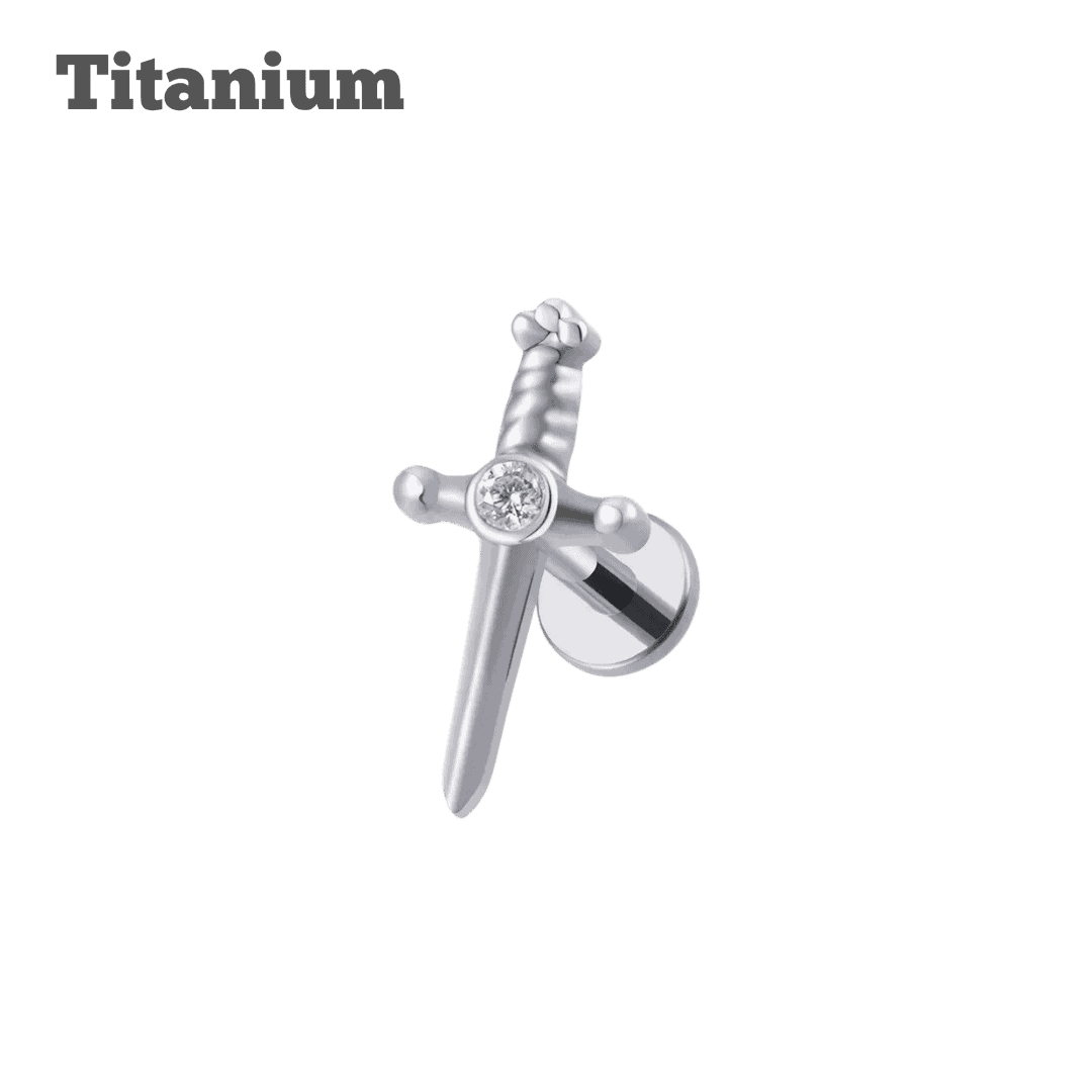 steel color titanium dagger labret