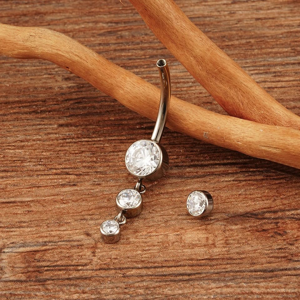 Titanium Dangling Trio Threaded Belly Barbell