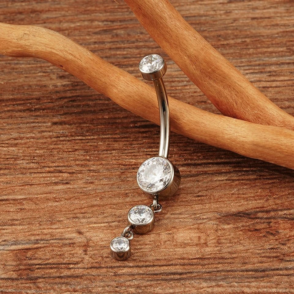 Titanium Dangling Trio Threaded Belly Barbell