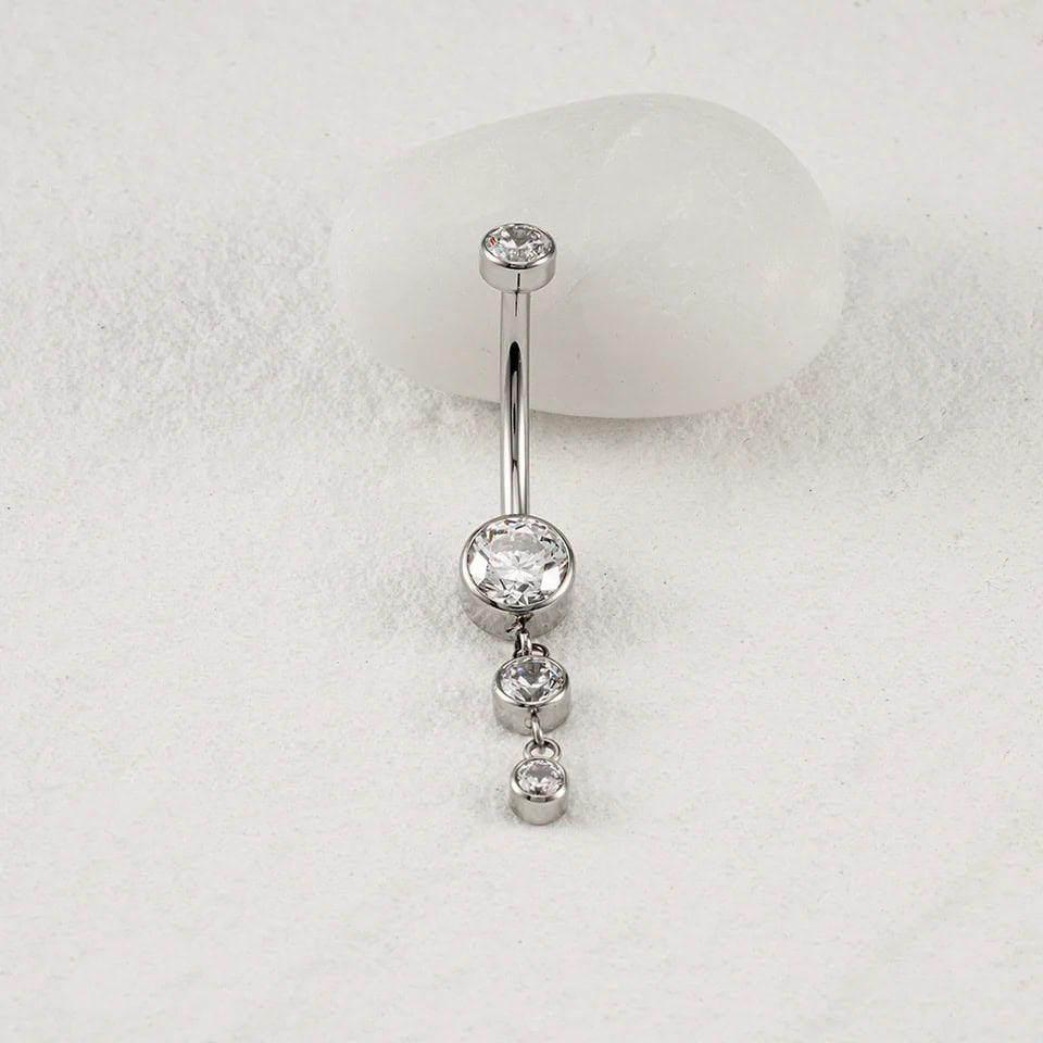 Titanium Dangling Trio Threaded Belly Barbell