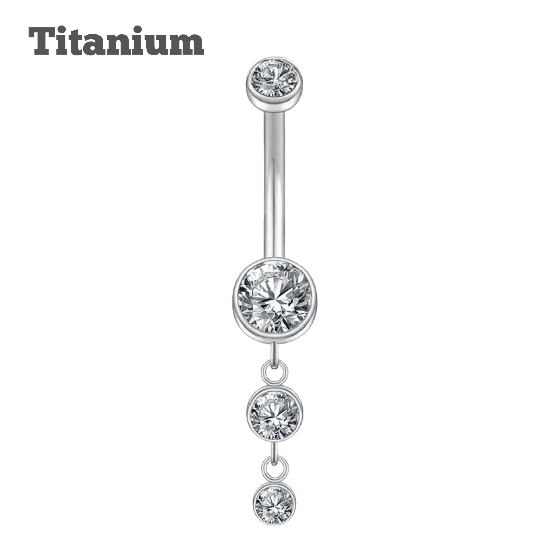 dangling trio belly piercing jewelry steel color