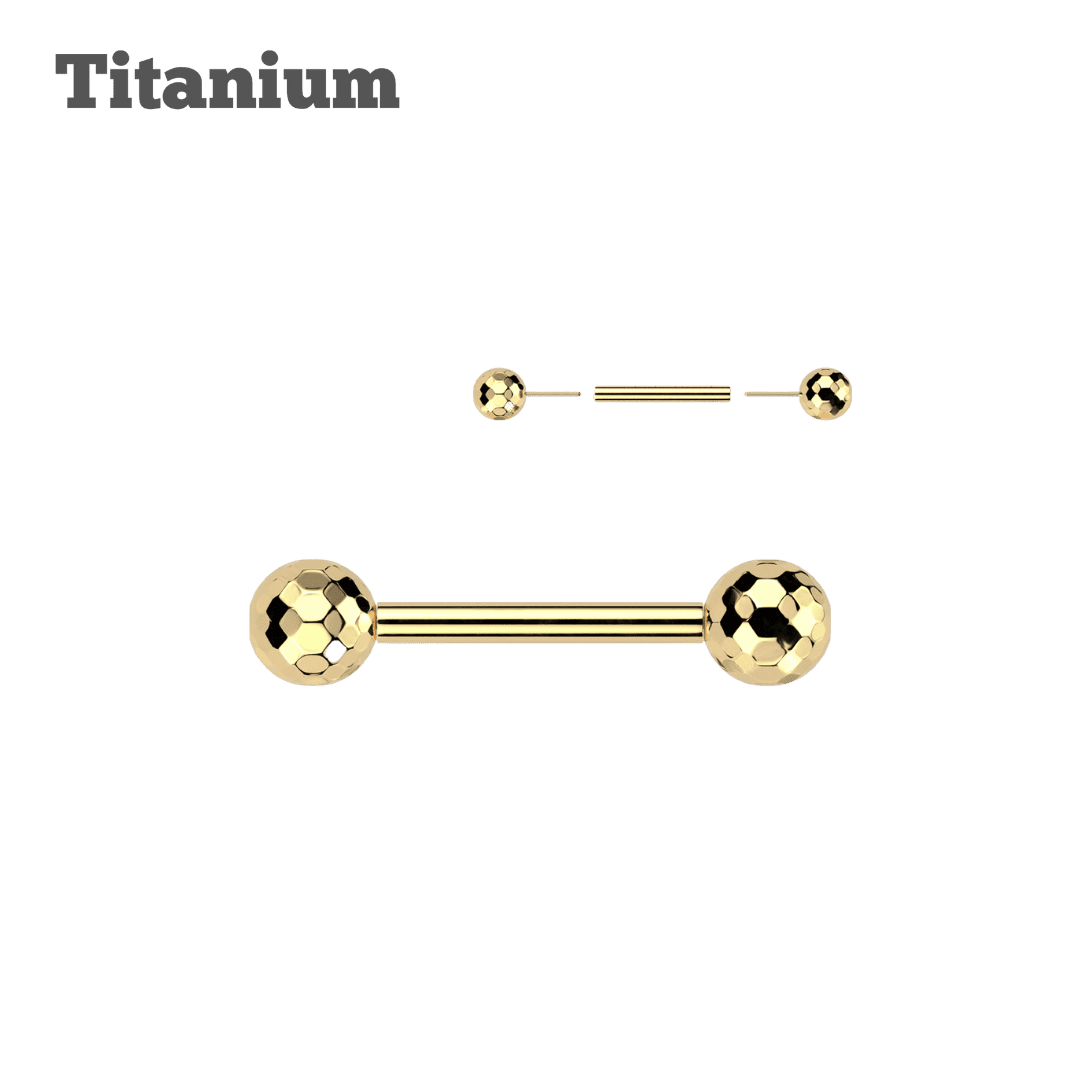 gold color dico ball titanium threadless straight barbell