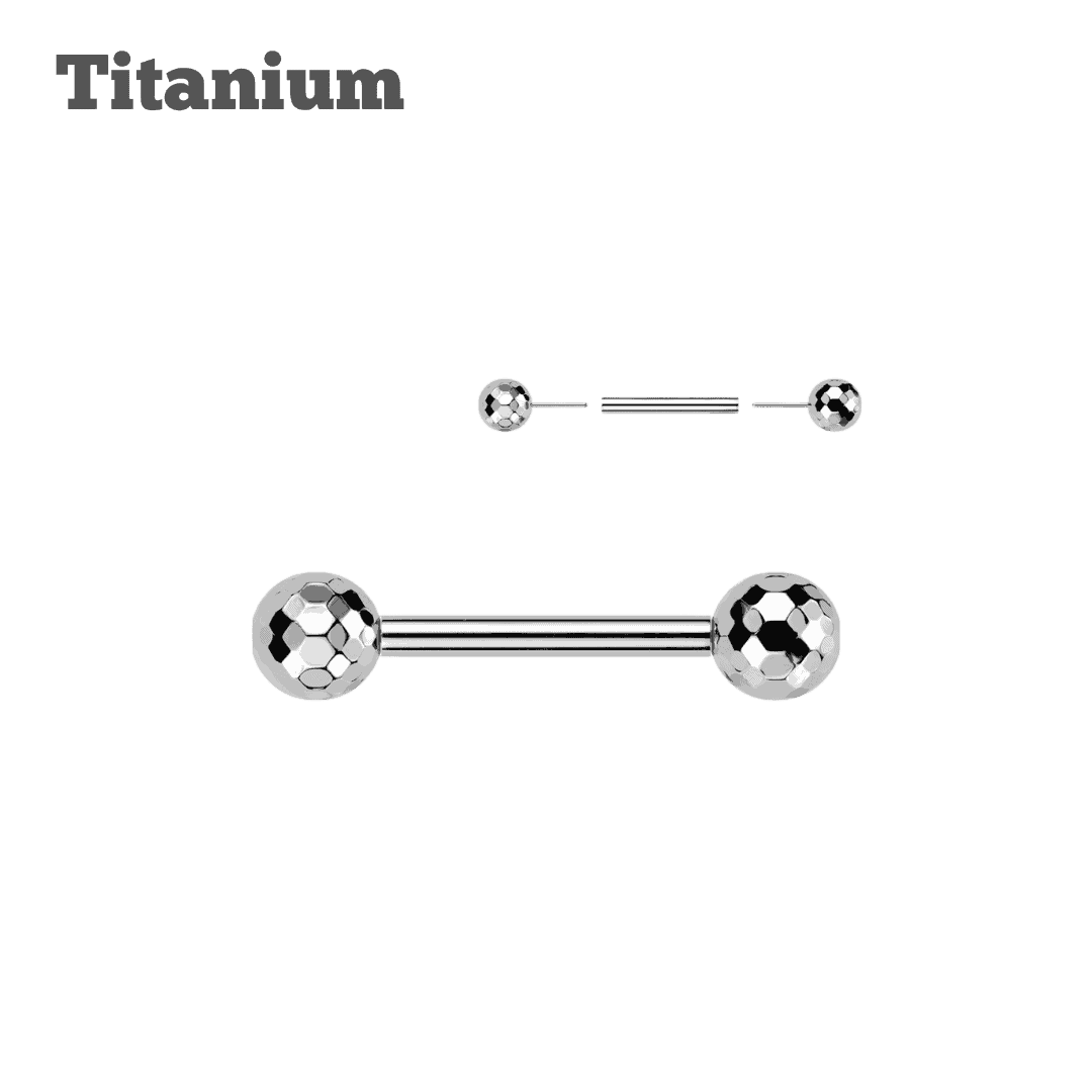 steel color titanium disco ball threadless straight barbell eyebrow piercing jewelry