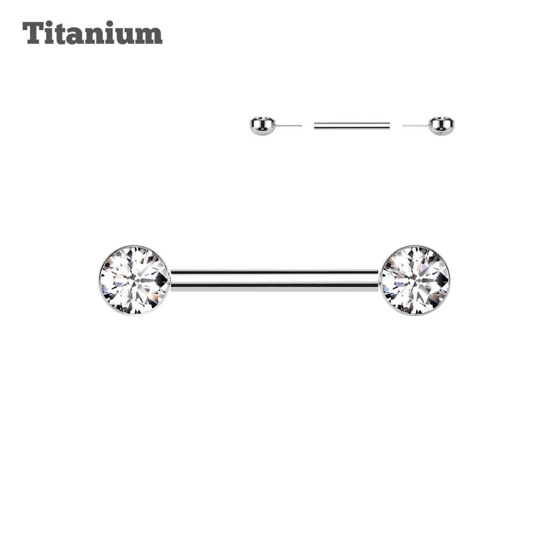 Titanium Flat Bezeled Gem Threadless Straight Barbell