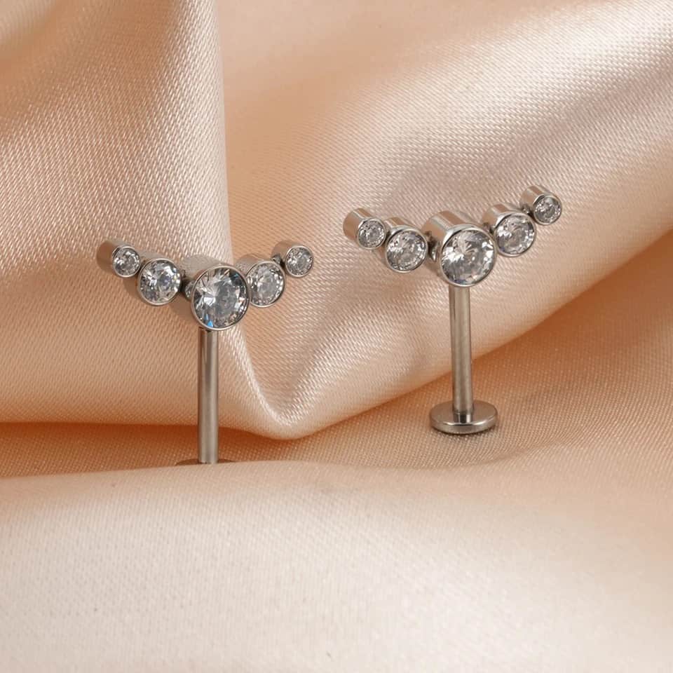 Titanium Floating Cluster Bezeled Gem Labret