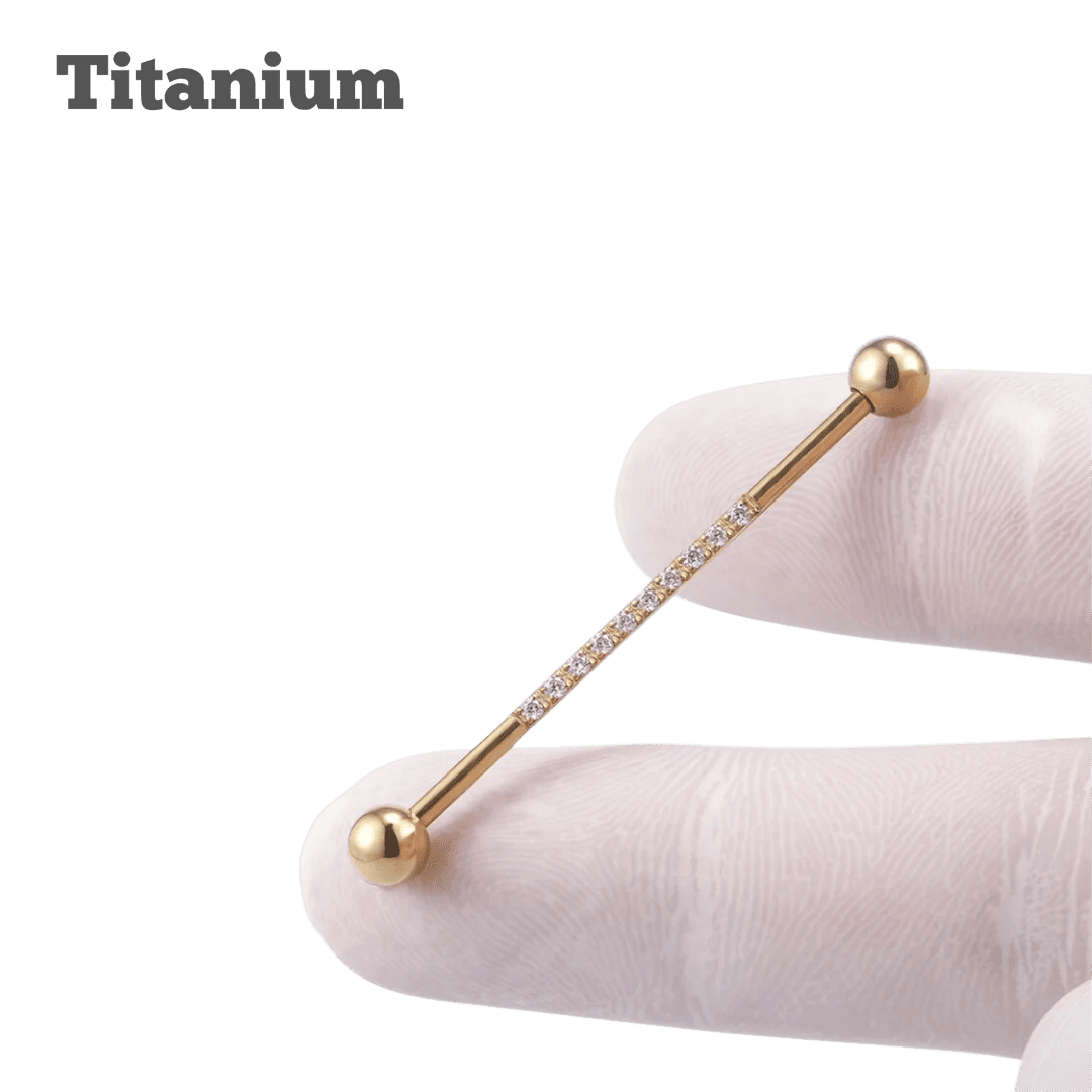 Titanium Gem Studded Industrial Barbell