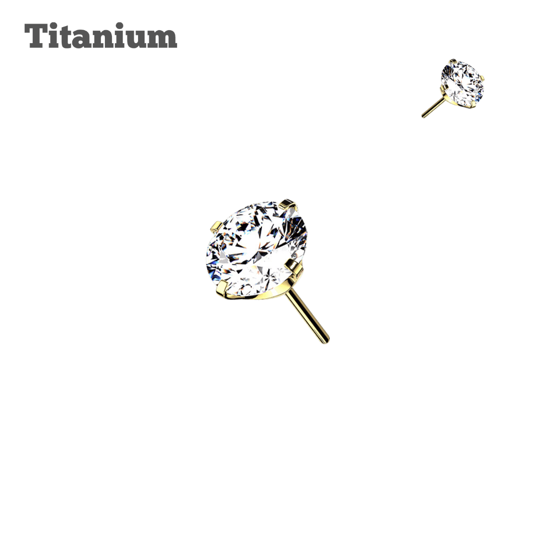 Titanium Pronged Moissanite Gem Threadless Top