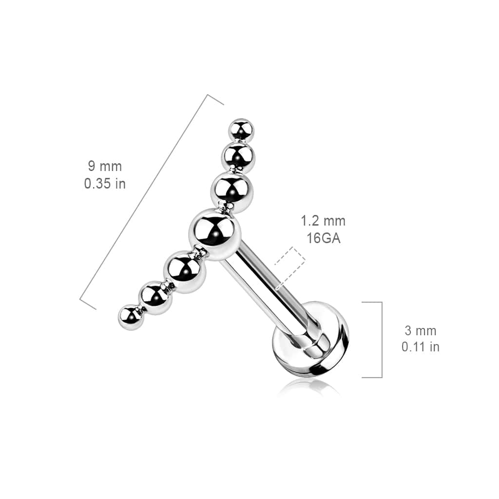 multi bead titanium threaded labret size