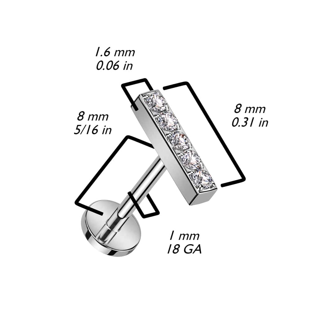 paved line titanium threadless labret size