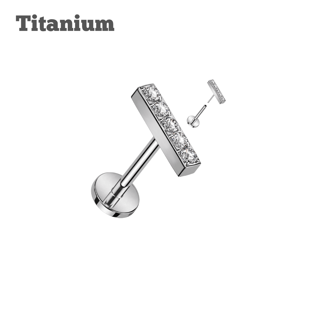 steel color paved line titanium threadless labret