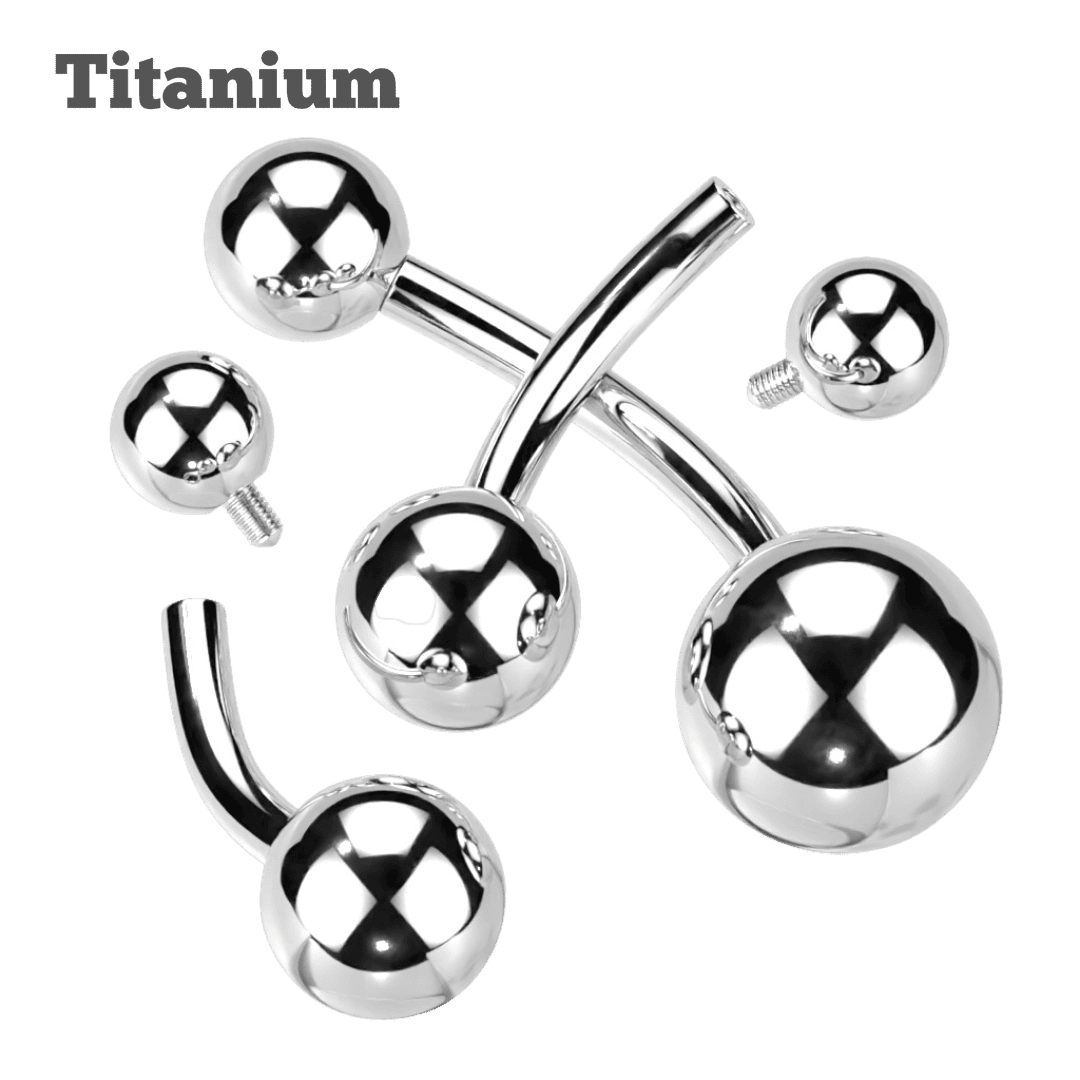 titanium palin ball ends internally threaded belly piercing barbell