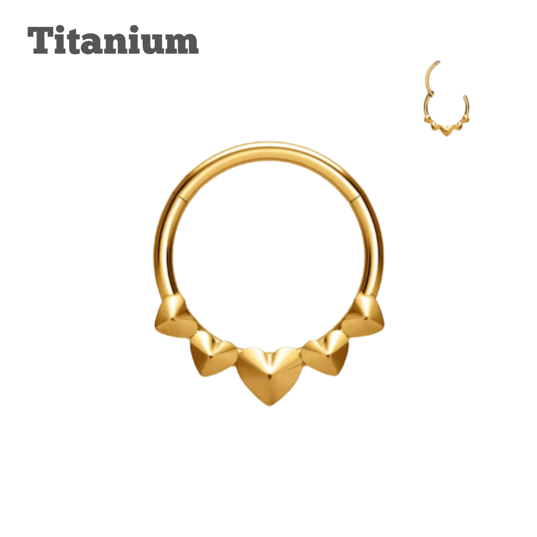 Titanium Plain Queen Of Hearts Hinged Hoop