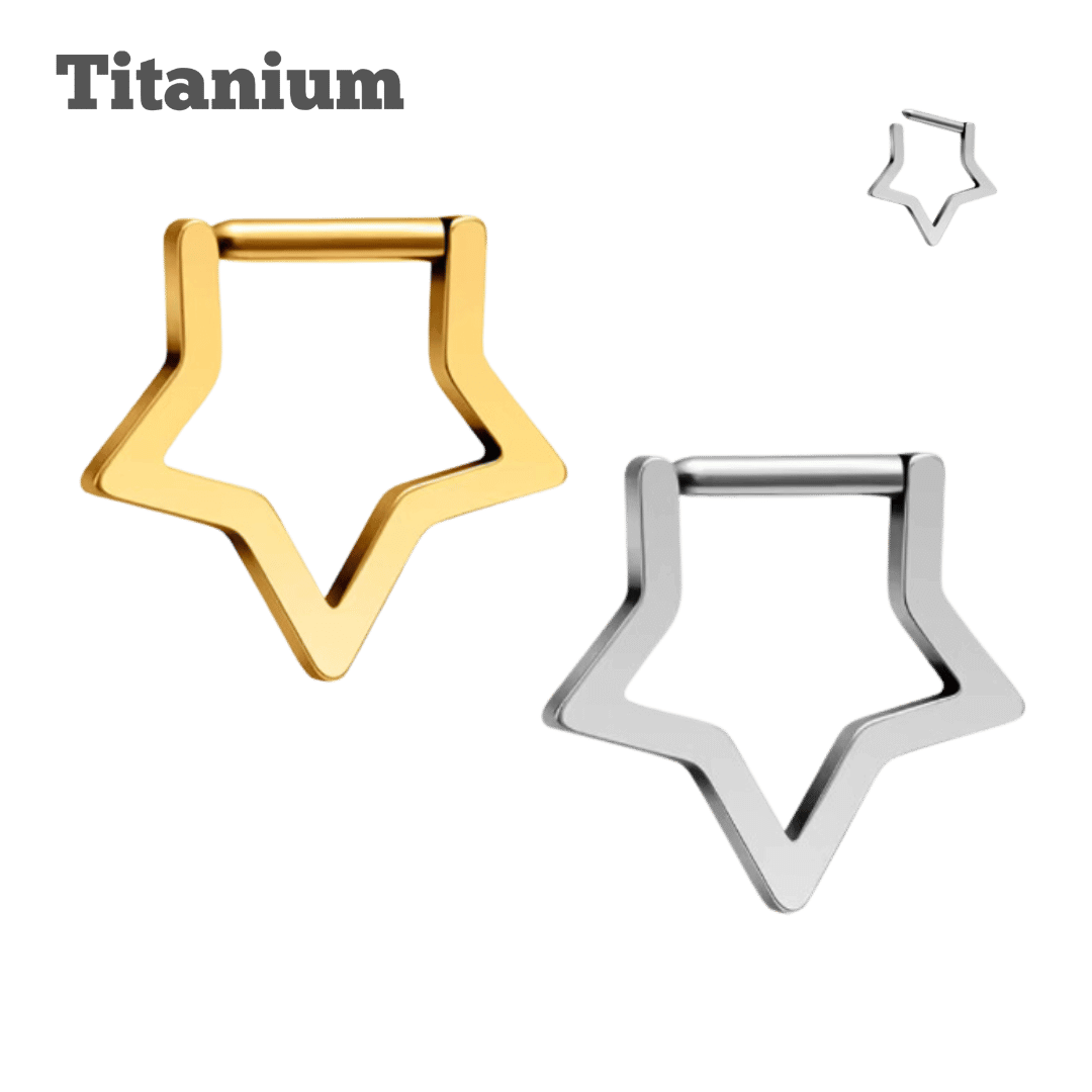 TItanium Plain Star Clicker Hoop