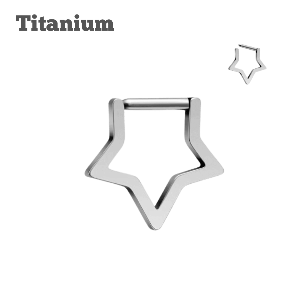 TItanium Plain Star Clicker Hoop