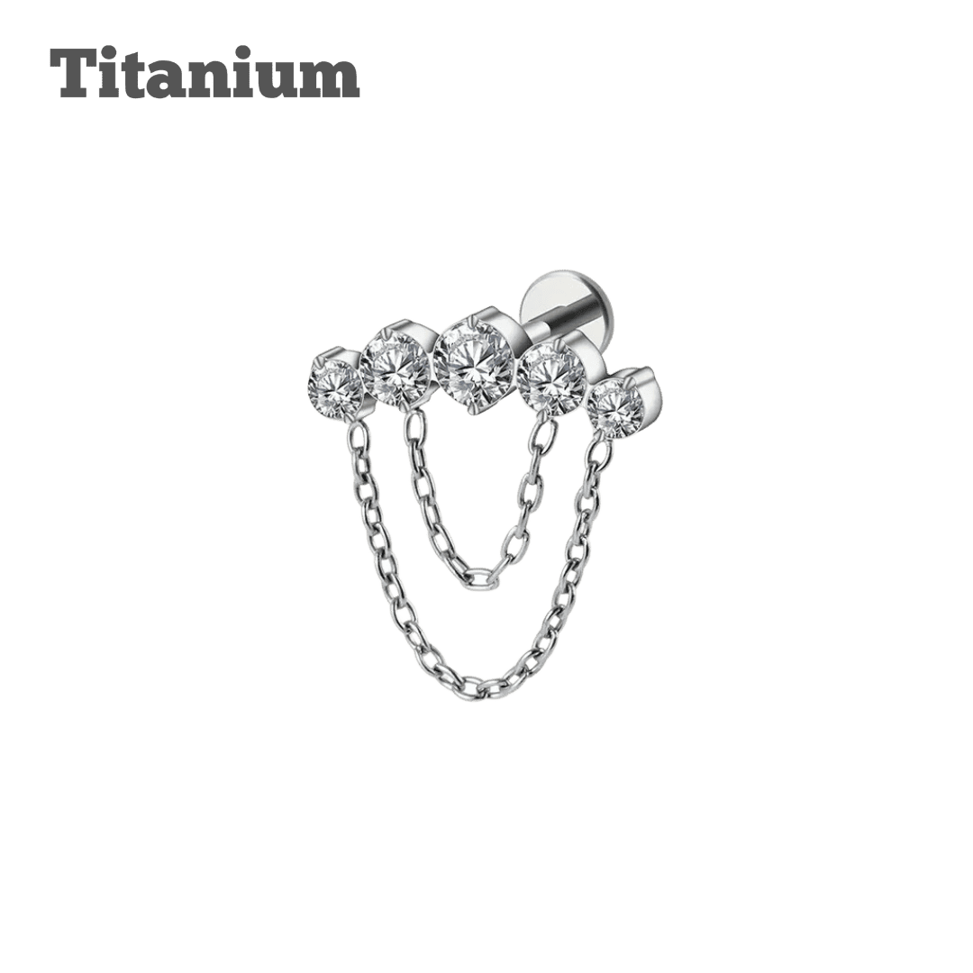 steel color titanium royal cluster and chains labret