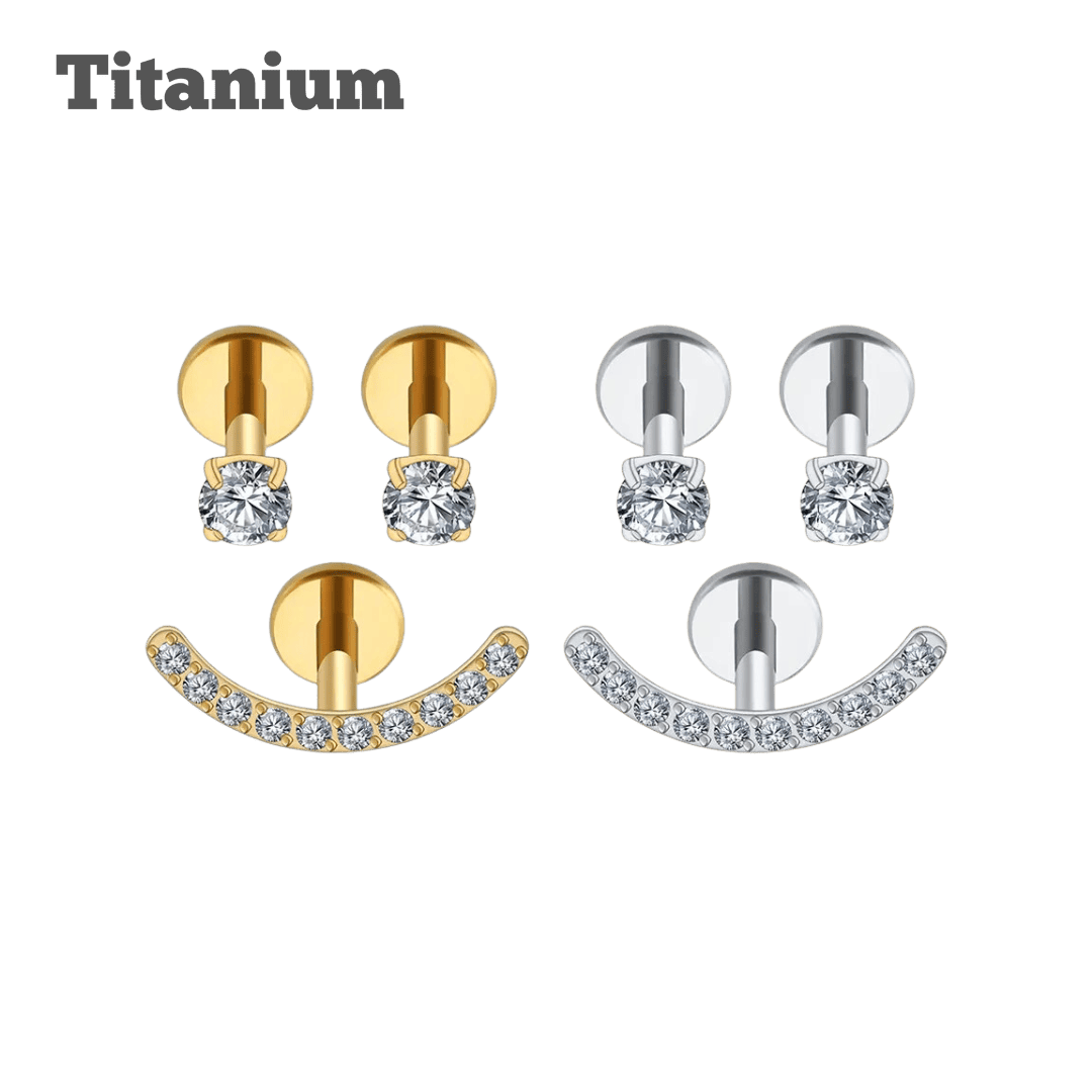 3 pieces set titanium smiley labret for ear piercing