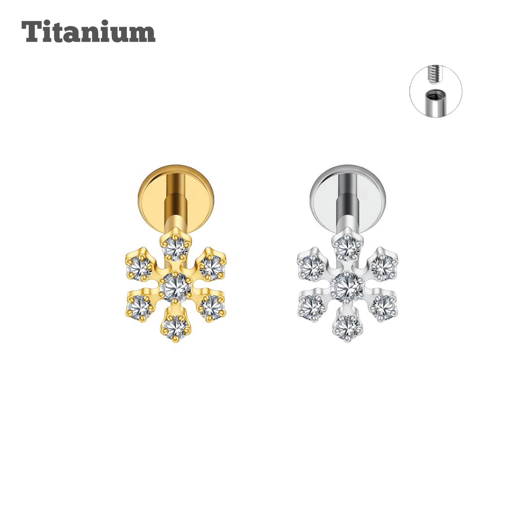 Titanium Snowflakes Threaded Labret